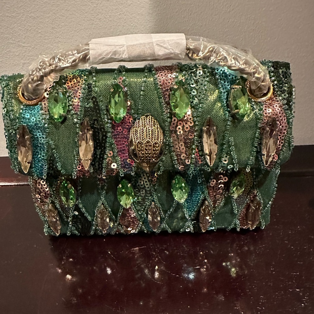 Kurt Geiger Green Sequin & Jewel Embellished Top Handle Bag! FIRM PRICE. Dropped - Picture 4 of 8